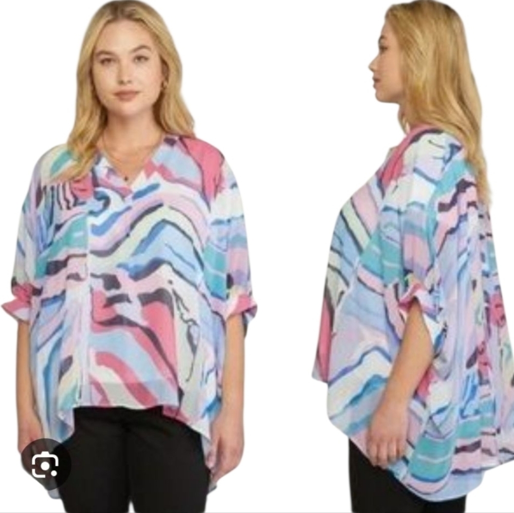 Women's Entro Oversized Multicolor Top Sz Medium